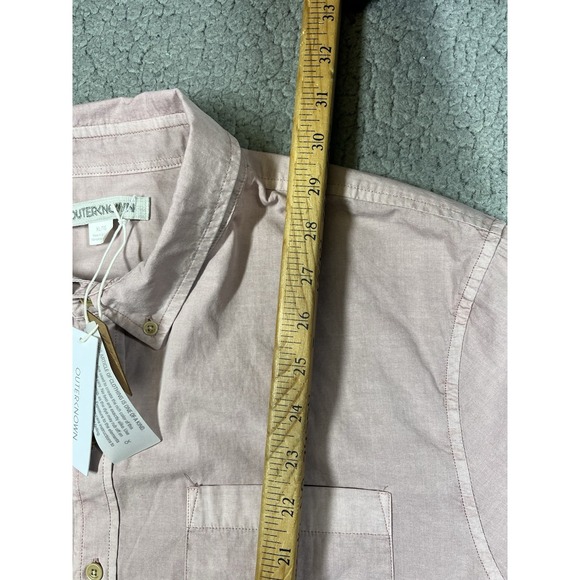 OUTERKNOWN Mens Size XL The Short Sleeve Studio Shirt Button Down Seashell - Picture 8 of 10